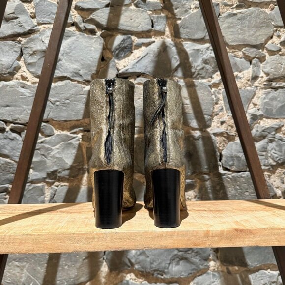 Isabel Marant Garrett Metallic Gold Heeled Accent Booties - Picture 5 of 11